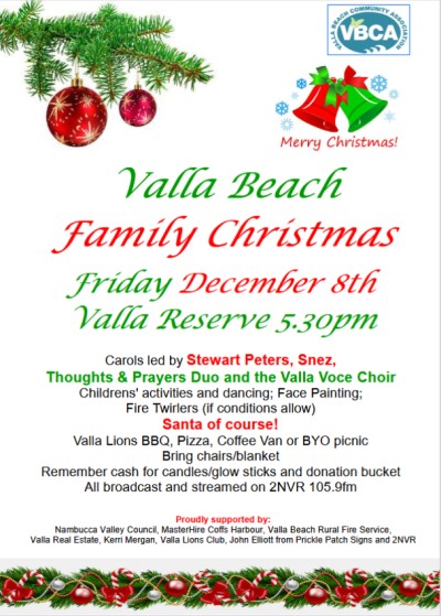 Valla Beach Christmas Carols 2023 poster