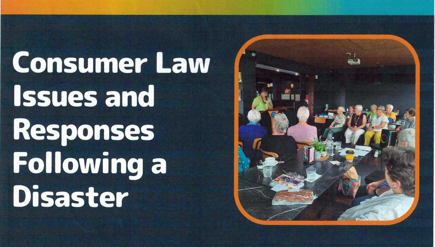 Featured image for “Consumer Law Issues and Responses Following a Disaster (Free Law information @ Valla Beach Community Hall Thursday 6 May 2026)”
