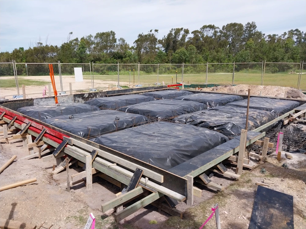 Valla Reserve new covered stage - building has commenced in Feb 2024 (footings and concrete)